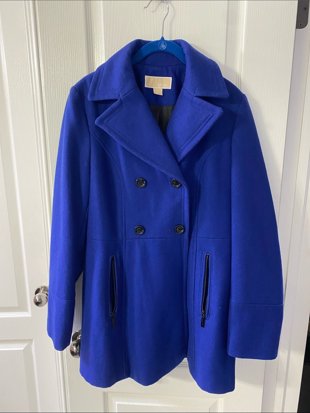 Michael Kors Cobalt Blue Double-Breasted Peacoat